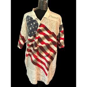 Cotton Traders Sport Polo Shirt Mens XL We The People Short Sleeve American Flag